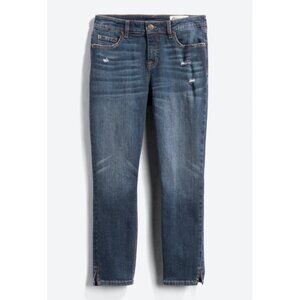 Cosmic Blue Love Distressed Crop Skinny Jeans 23 inch inseam